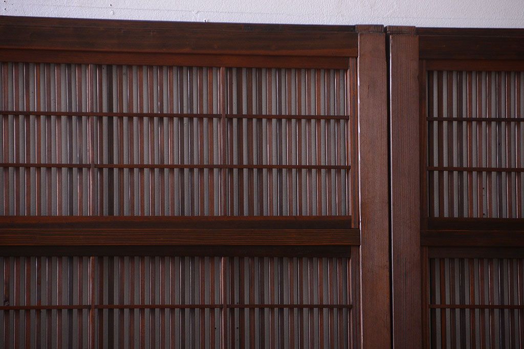 古民具・骨董　裏障子付きの上品な格子戸4枚セット(2)