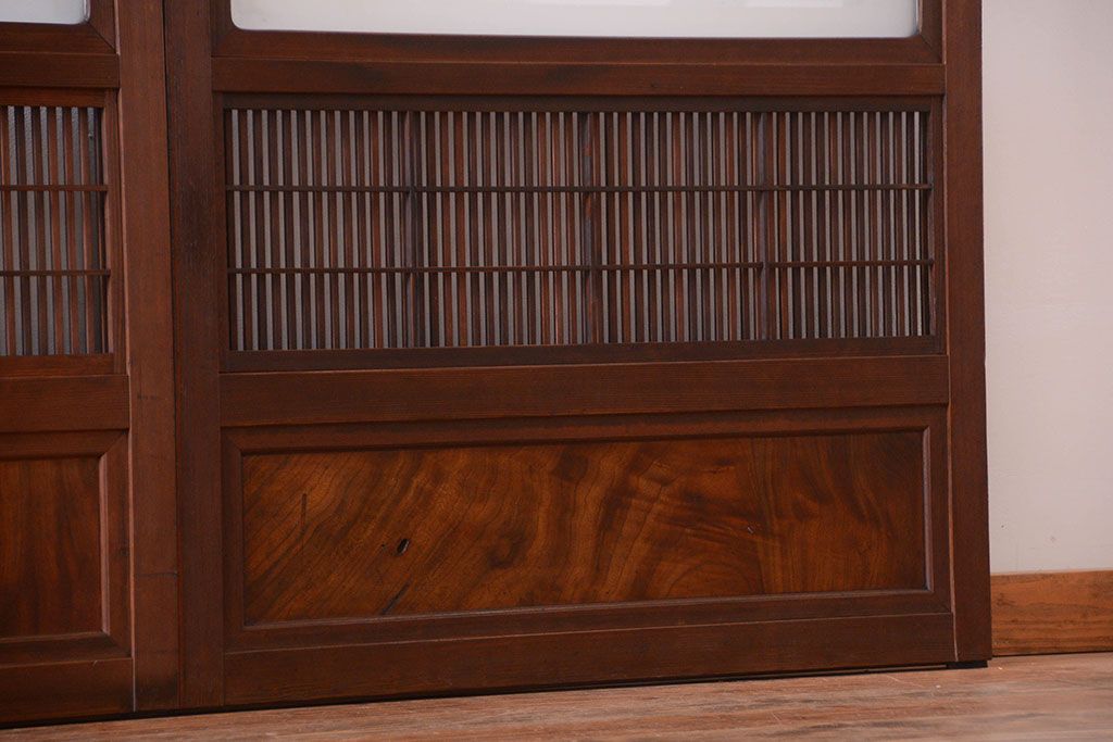 古民具・骨董　裏障子付きの上品な格子戸4枚セット(2)
