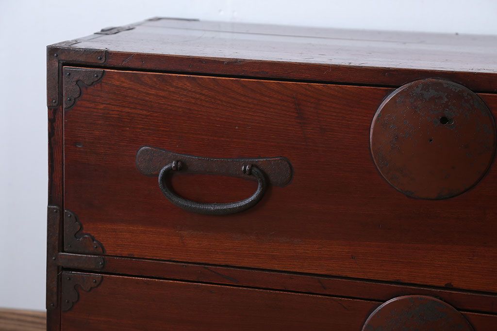アンティーク家具　和製アンティーク　前面欅材!シンプルな時代箪笥ローボード(1)