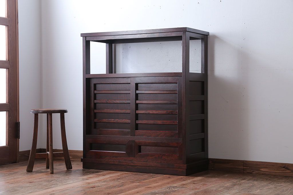 中古　北海道民芸家具　#105　茶箪笥(茶棚・飾り棚)(定価約17万円)