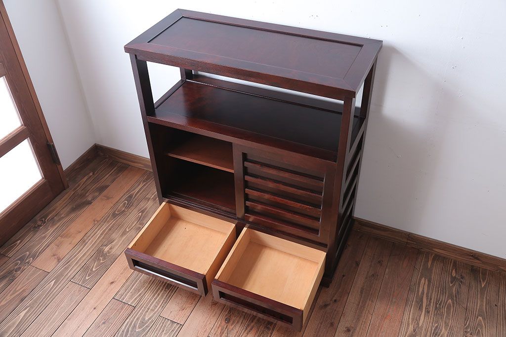 中古　北海道民芸家具　#105　茶箪笥(茶棚・飾り棚)(定価約17万円)