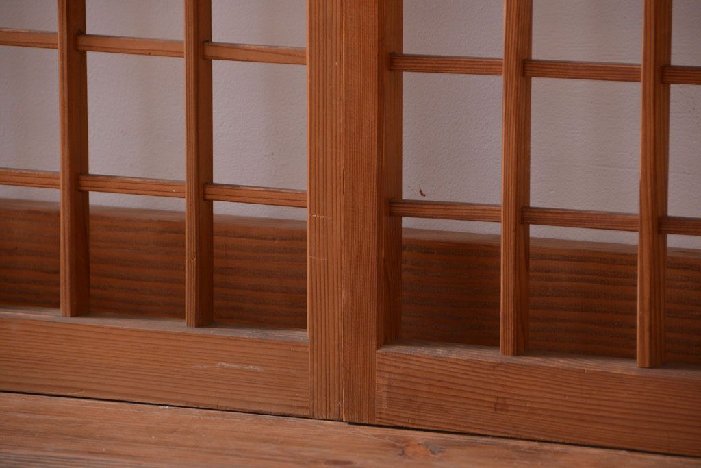 古民具・骨董　風情あるアンティーク簾戸(簀戸、葦戸)4枚セット