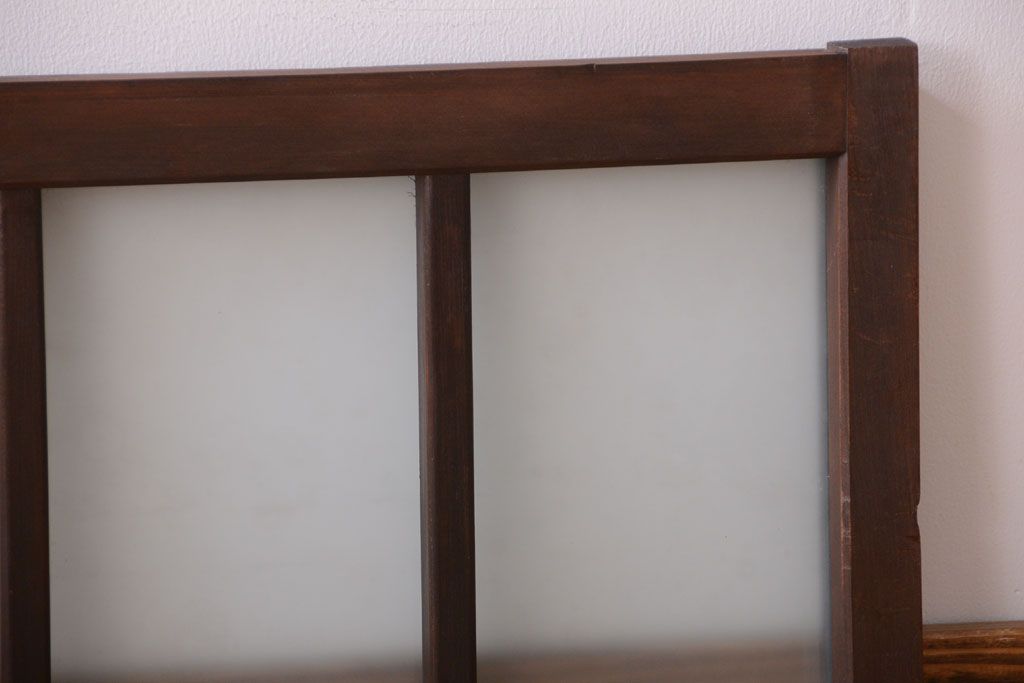 和製アンティーク　すりガラス入り!古い木製の小さなガラス戸2枚セット(1)