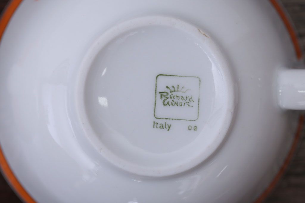 アンティーク雑貨　イタリアRichard Ginori(リチャードジノリ)　Caffe Greco(カフェグレコ)　カップ&ソーサー4客セット
