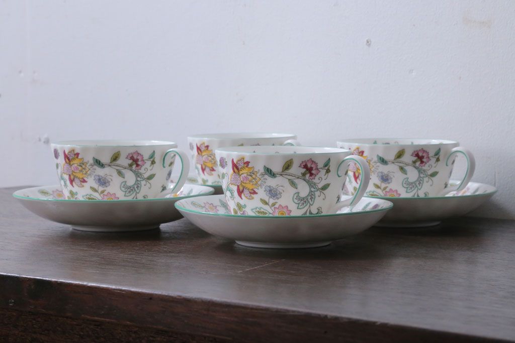 アンティーク雑貨　イギリスMINTON(ミントン)　Haddon Hall(ハドンホール)　カップ&ソーサー4客セット