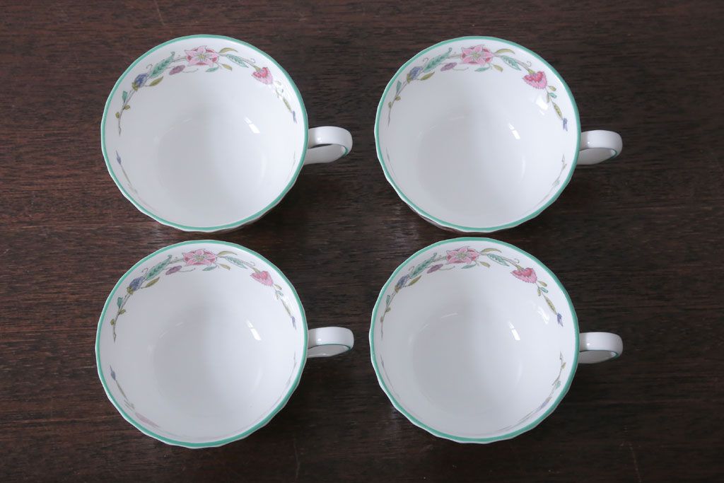 アンティーク雑貨　イギリスMINTON(ミントン)　Haddon Hall(ハドンホール)　カップ&ソーサー4客セット
