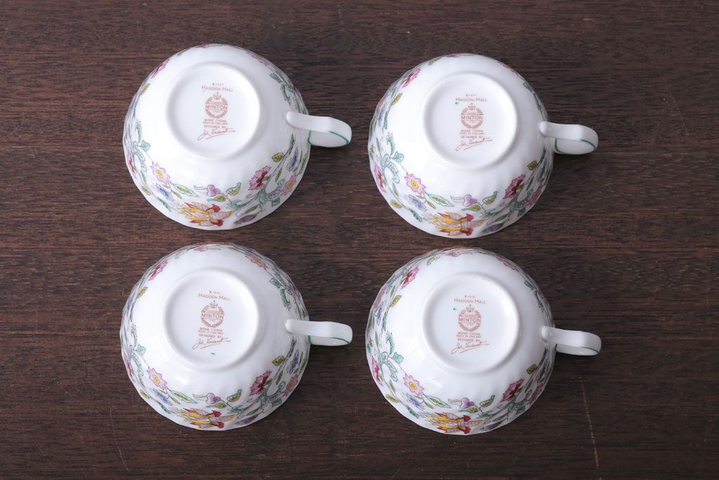 アンティーク雑貨　イギリスMINTON(ミントン)　Haddon Hall(ハドンホール)　カップ&ソーサー4客セット