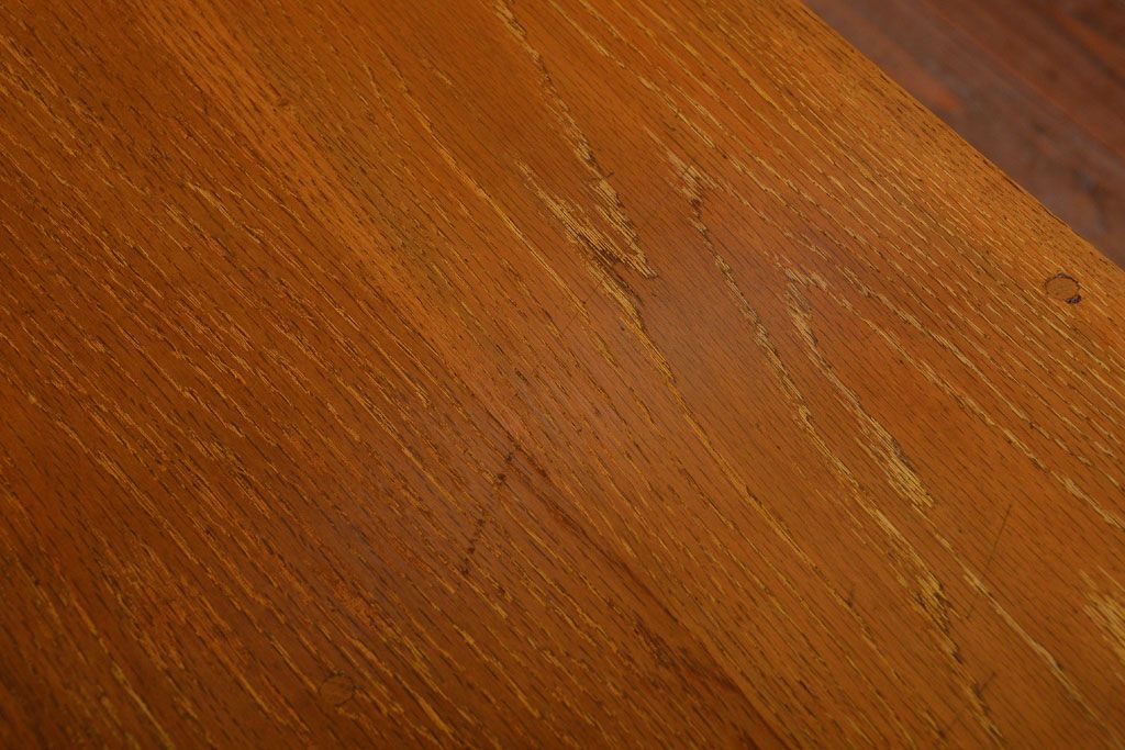 レトロ家具　昭和レトロ　古いナラ材のワイドなアンティーク両袖机