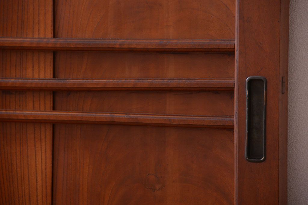 【A様ご成約品】古民具・骨董　鏡板欅材の上質なアンティーク引き戸2枚セット(2)