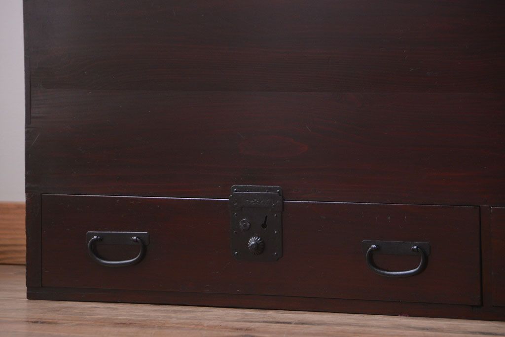 アンティーク家具　古民具・骨董　引き出し付きアンティーク時代箱(長持、収納箱)