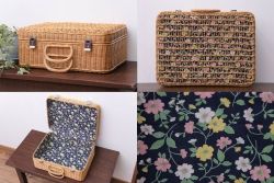 アンティーク雑貨　アンティーク　レトロな花柄がかわいいバスケット