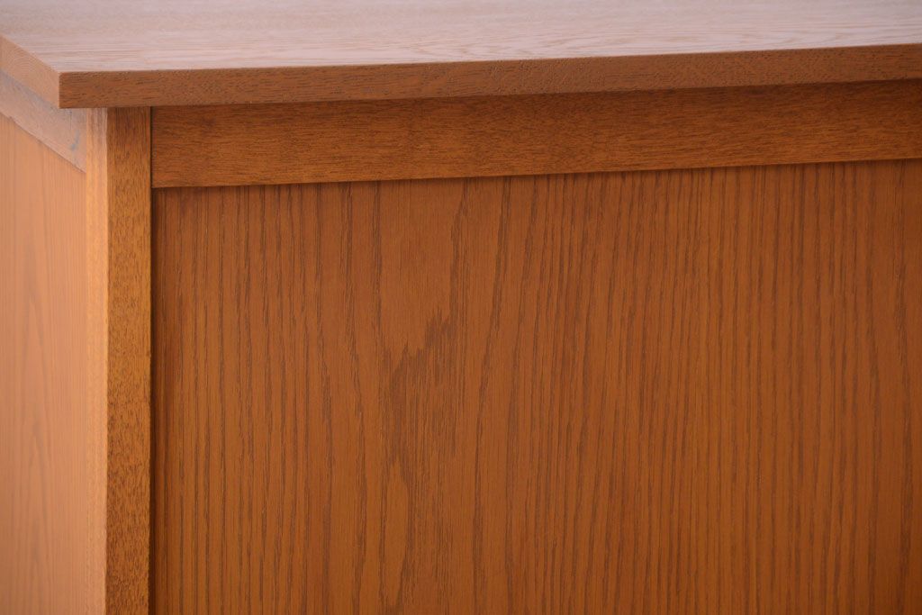 アンティーク家具　アンティーク　ネームプレート付き!天板ナラ材の両袖机(間仕切り・カウンターテーブル)