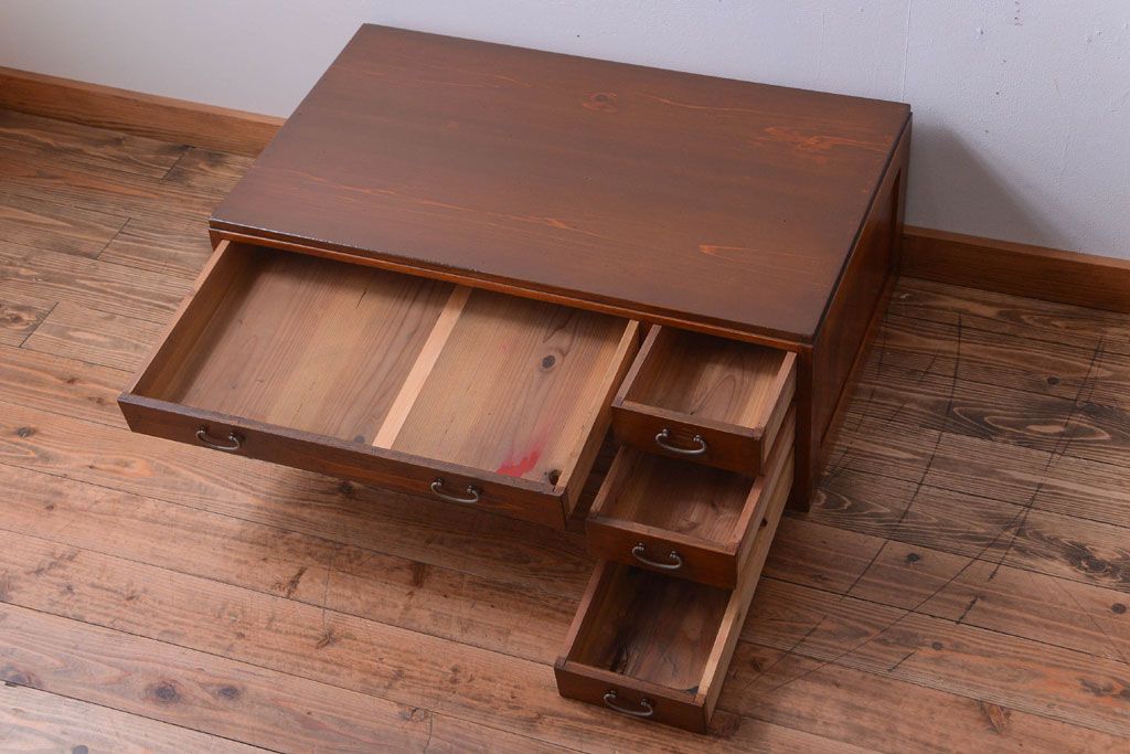 レトロ家具 昭和レトロ 古い木のアンティーク片袖文机