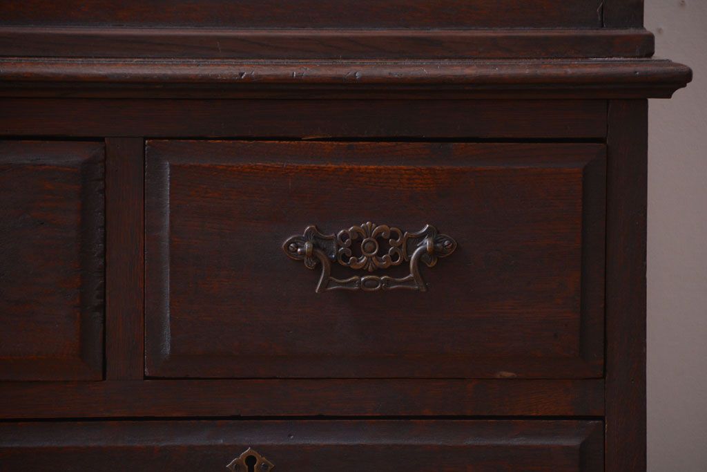 アンティーク家具　和製アンティーク　金具の装飾が上品な高級重ね本箱(書棚・ブックケース)