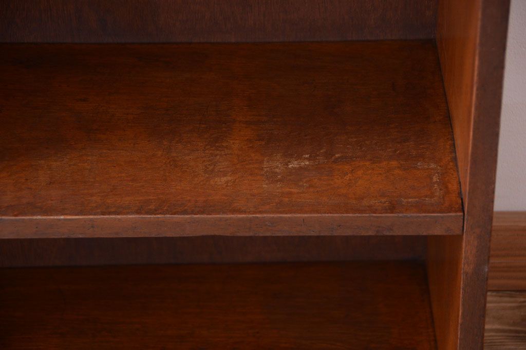 アンティーク家具　和製アンティーク　古いナラ材製のマス目本棚