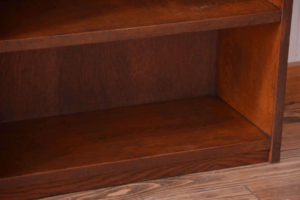 アンティーク家具　和製アンティーク　古いナラ材製のマス目本棚