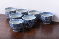 アンティーク雑貨　明治期　蛸唐草向付7客(伊万里)