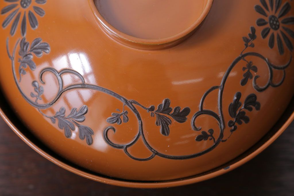 アンティーク雑貨　大正四年　蒔絵の美しい木製お椀10客(漆器)