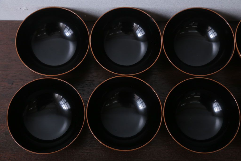 アンティーク雑貨　大正四年　蒔絵の美しい木製お椀10客(漆器)