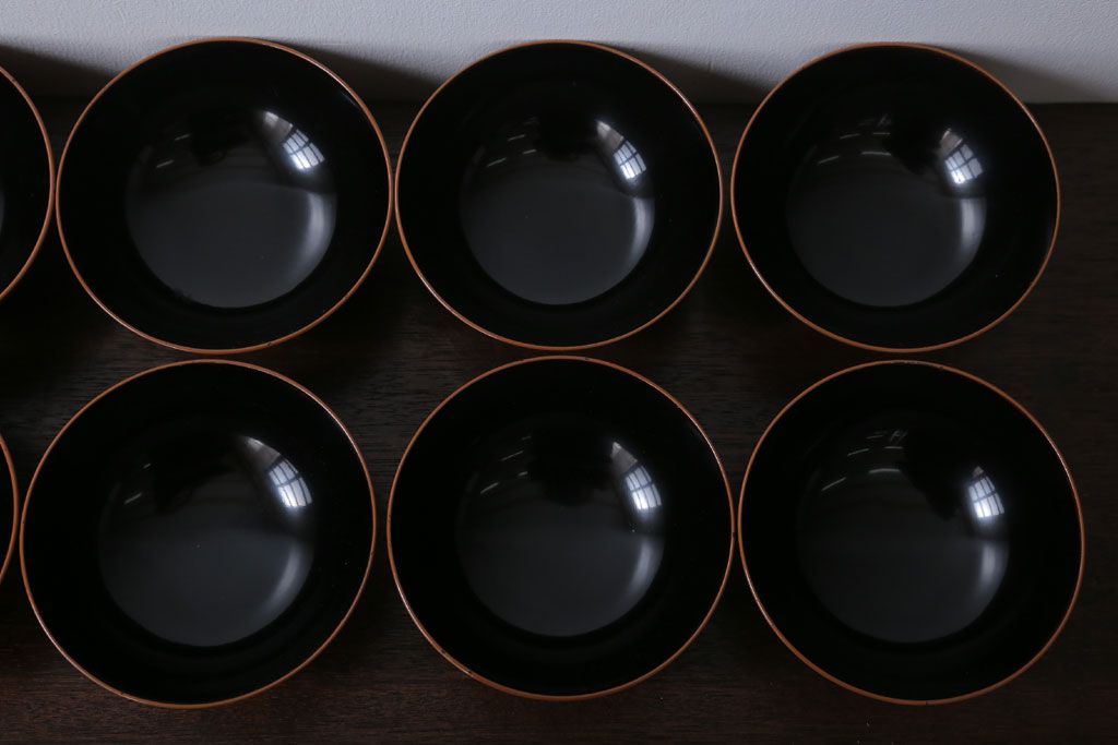 アンティーク雑貨　大正四年　蒔絵の美しい木製お椀10客(漆器)