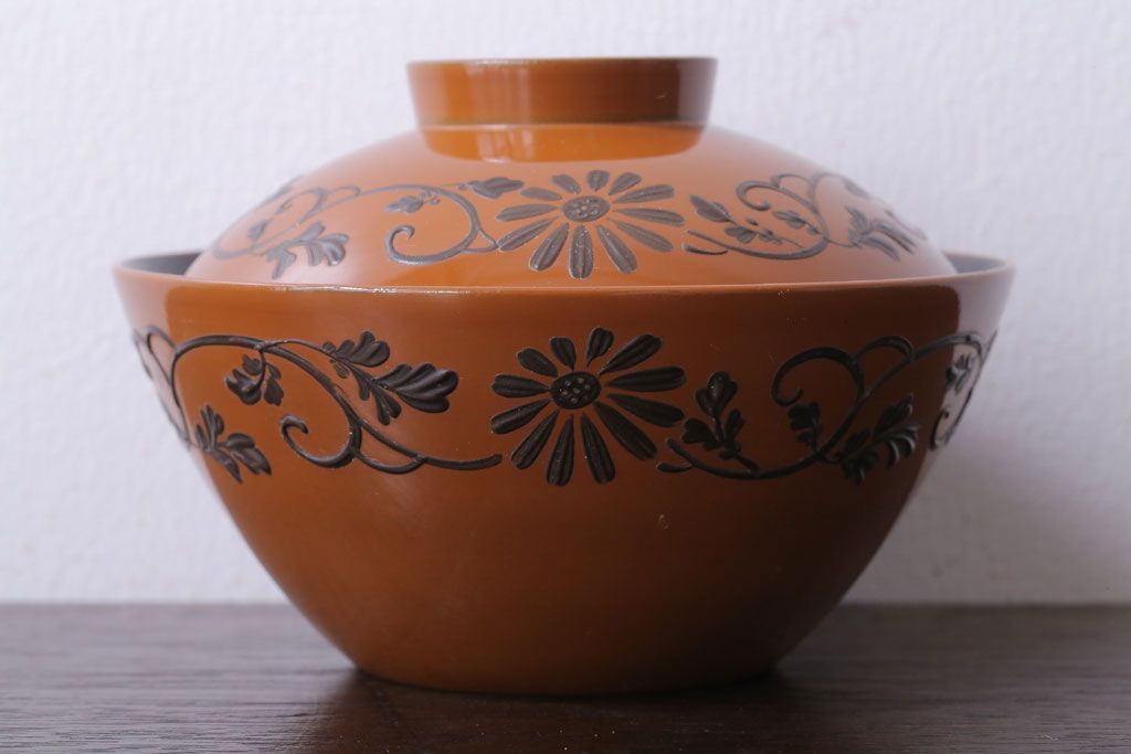 アンティーク雑貨　大正四年　蒔絵の美しい木製お椀10客(漆器)
