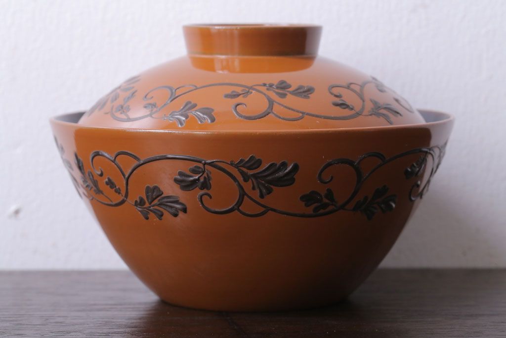 アンティーク雑貨　大正四年　蒔絵の美しい木製お椀10客(漆器)
