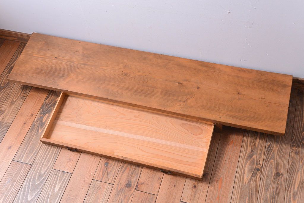 アンティーク家具　ジャンク品　引き出し付き!古い木味のアンティーク裁ち板