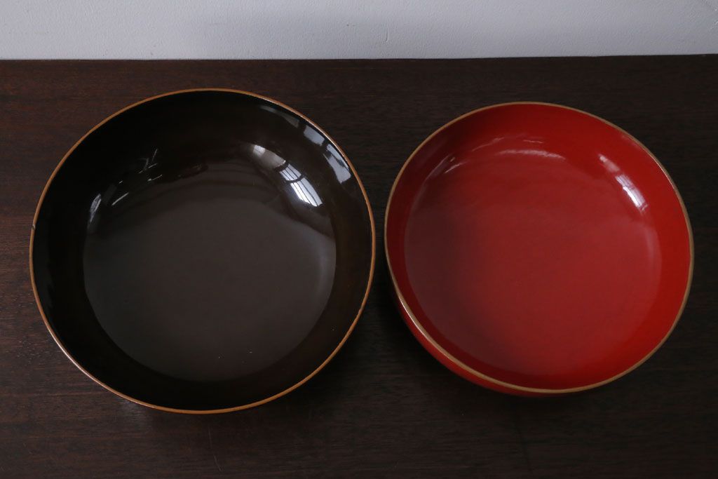 アンティーク雑貨　大正〜昭和初期　金蒔絵菓子鉢2点(漆器)
