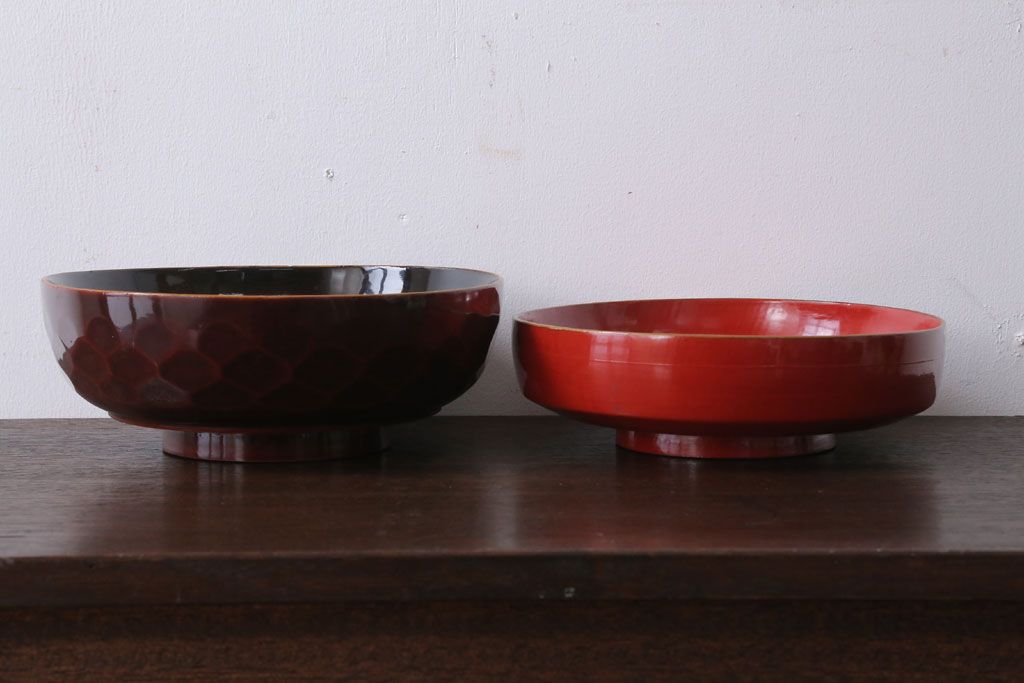アンティーク雑貨　大正〜昭和初期　金蒔絵菓子鉢2点(漆器)