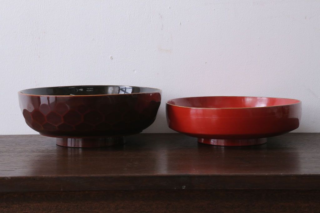 アンティーク雑貨　大正〜昭和初期　金蒔絵菓子鉢2点(漆器)