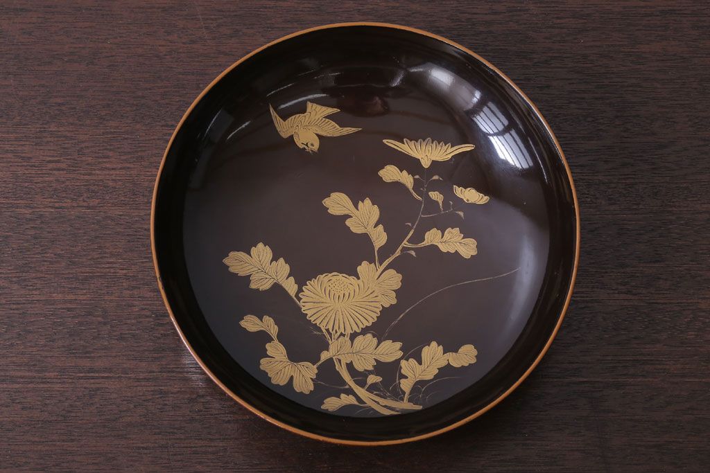 アンティーク雑貨　大正〜昭和初期　金蒔絵菓子鉢2点(漆器)