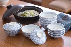 アンティーク雑貨　古民具・骨董　幕末〜明治　綿描き蓋茶碗6客(伊万里)