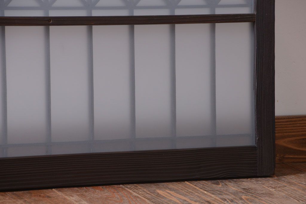 和製アンティーク　組子が上品な古い木のガラス戸2枚セット(窓)