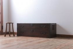 アンティーク家具　古民具・骨董　シンプルなアンティーク時代箪笥テレビボード(ローボード)(1)