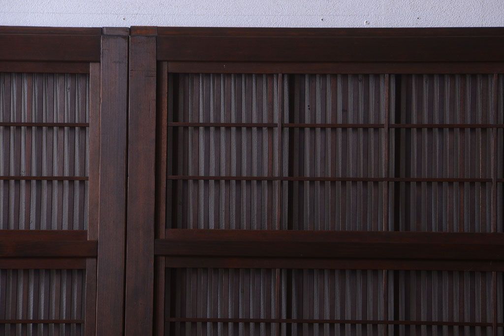 古民具・骨董　腰板屋久杉材!アンティーク格子戸4枚セット