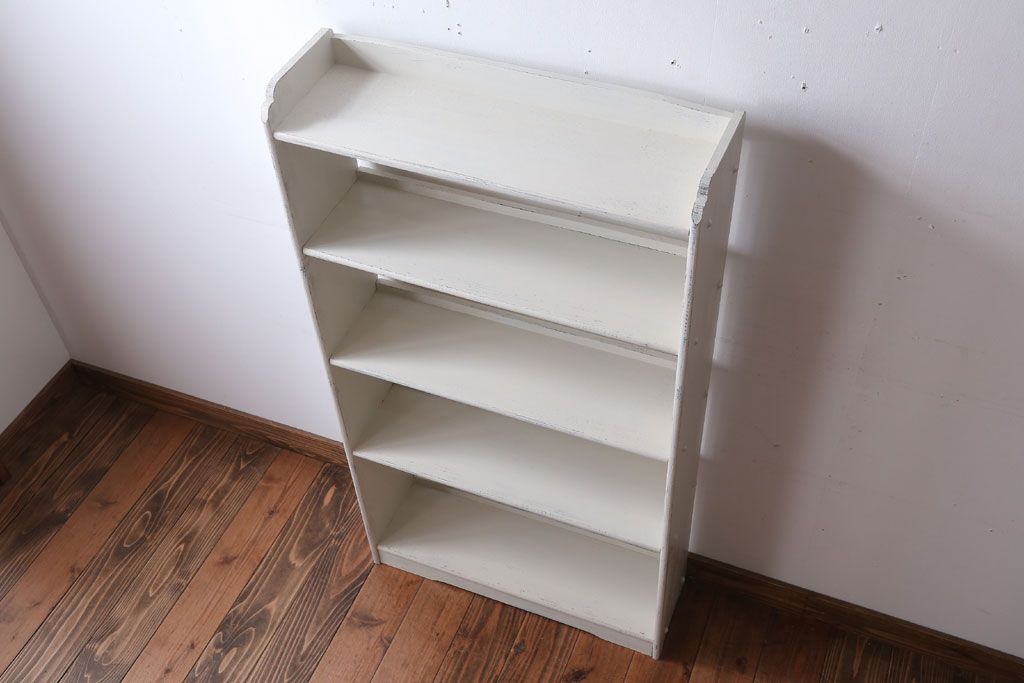 アンティーク家具　アンティークペイント　シンプルな薄型本棚(飾り棚)