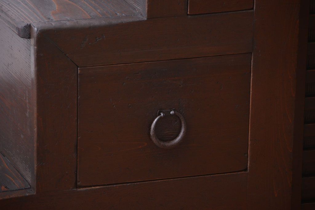アンティーク家具　古民具・骨董　明治期　小ぶりなアンティーク階段箪笥