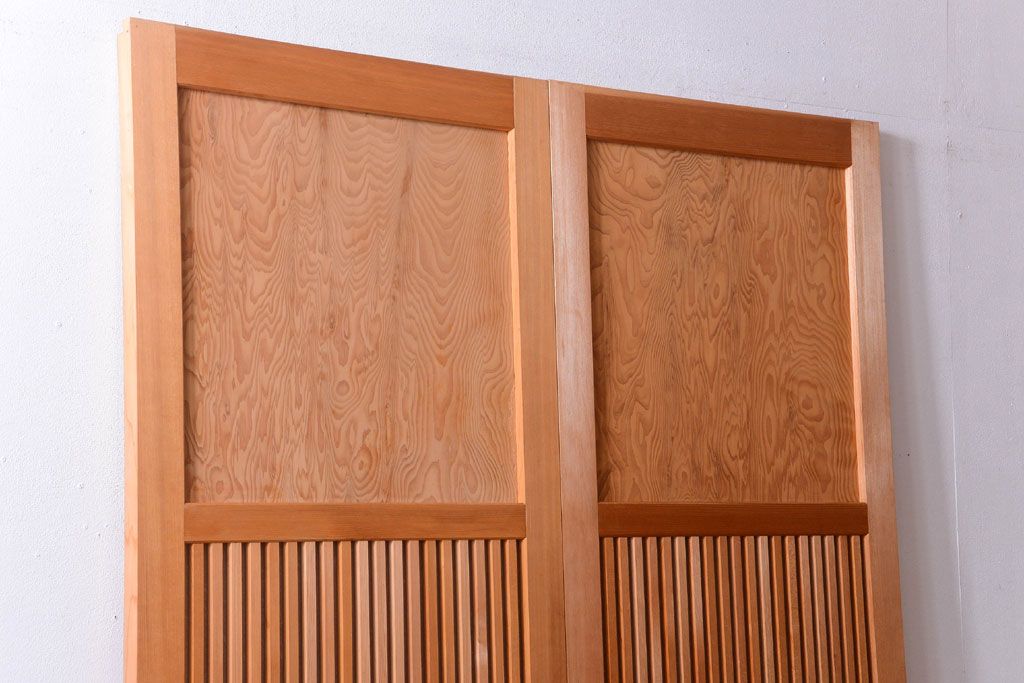 アンティーク　高級品!秋田杉一枚板の木味格子帯戸