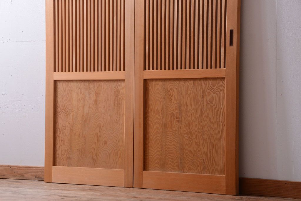 アンティーク　高級品!秋田杉一枚板の木味格子帯戸