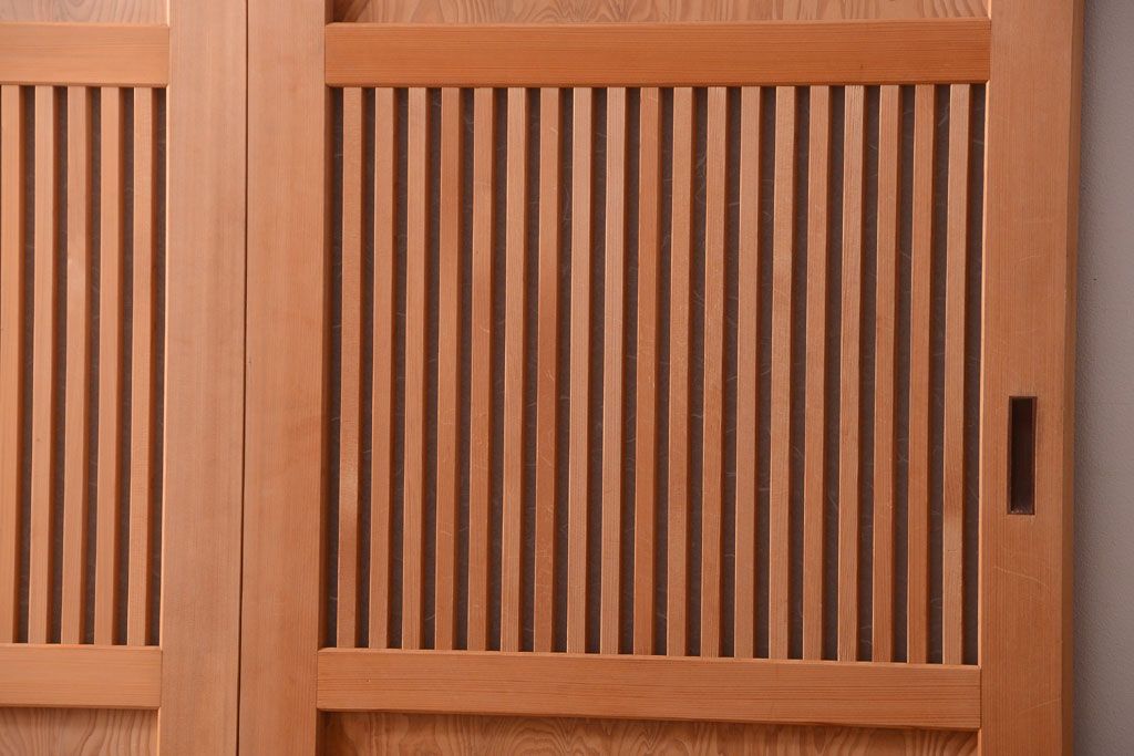アンティーク　高級品!秋田杉一枚板の木味格子帯戸