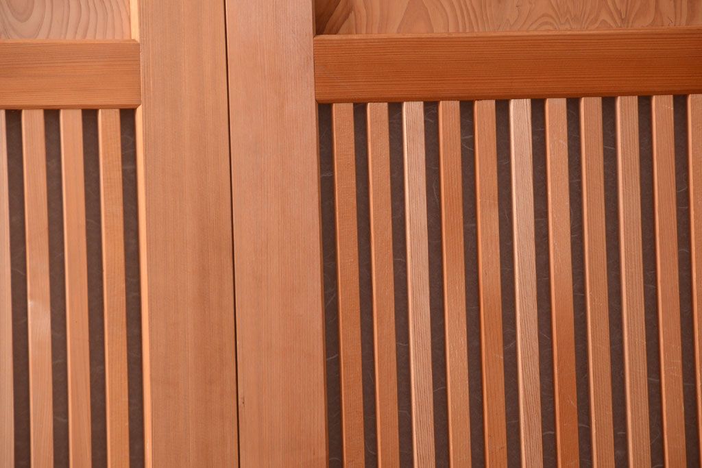 アンティーク　高級品!秋田杉一枚板の木味格子帯戸