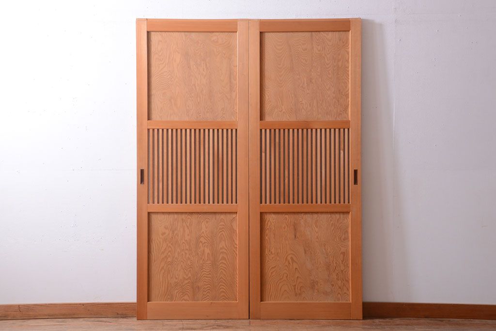 アンティーク　高級品!秋田杉一枚板の木味格子帯戸