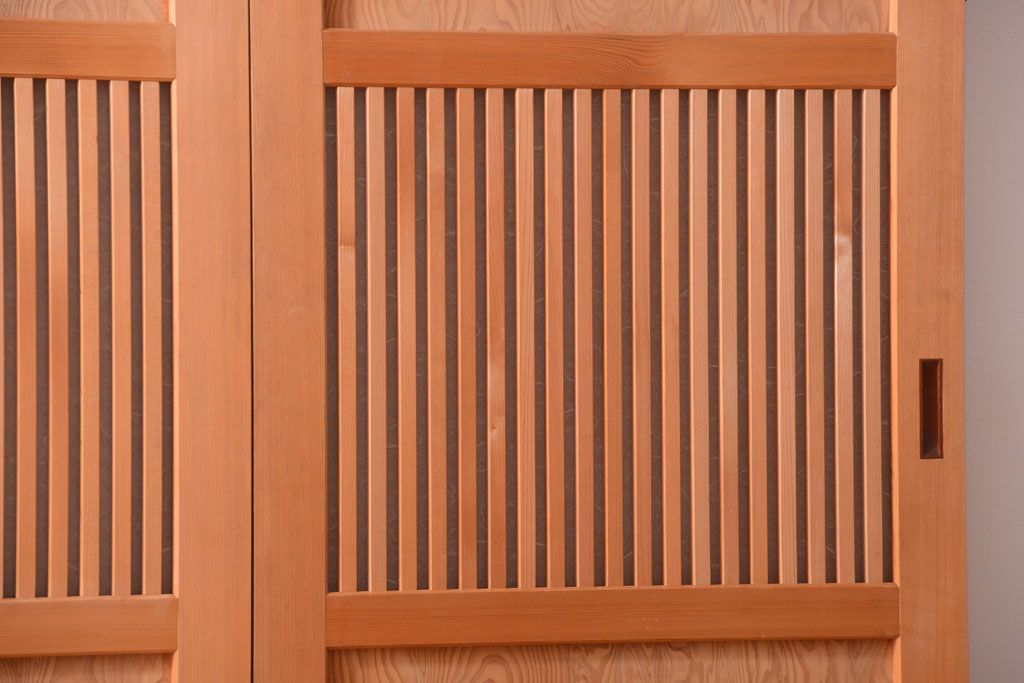 アンティーク　高級品!秋田杉一枚板の木味格子帯戸