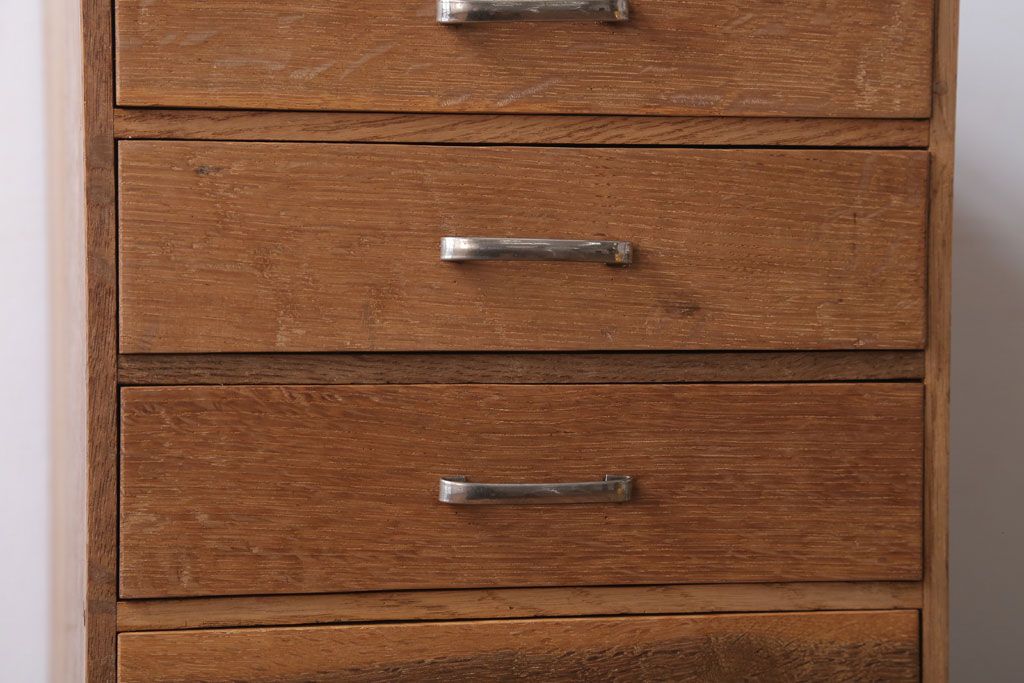 レトロ家具　昭和レトロ　古いナラ材のアンティーク小引き出し