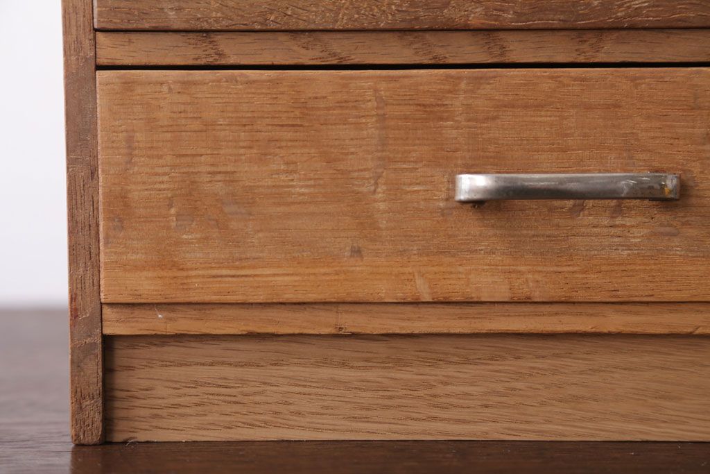 レトロ家具　昭和レトロ　古いナラ材のアンティーク小引き出し
