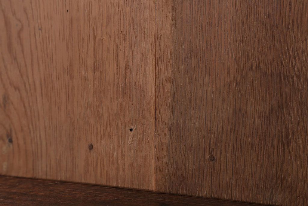 レトロ家具　昭和レトロ　古いナラ材のアンティーク小引き出し