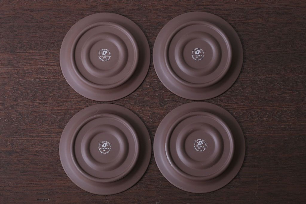 イギリスビンテージ HORNSEA(ホーンジー)　Contour(コントウァ)シリーズ　カップ&ソーサー4客、皿4枚セット
