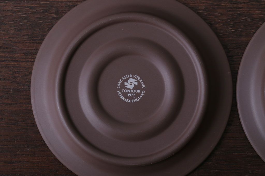 イギリスビンテージ HORNSEA(ホーンジー)　Contour(コントウァ)シリーズ　カップ&ソーサー4客、皿4枚セット