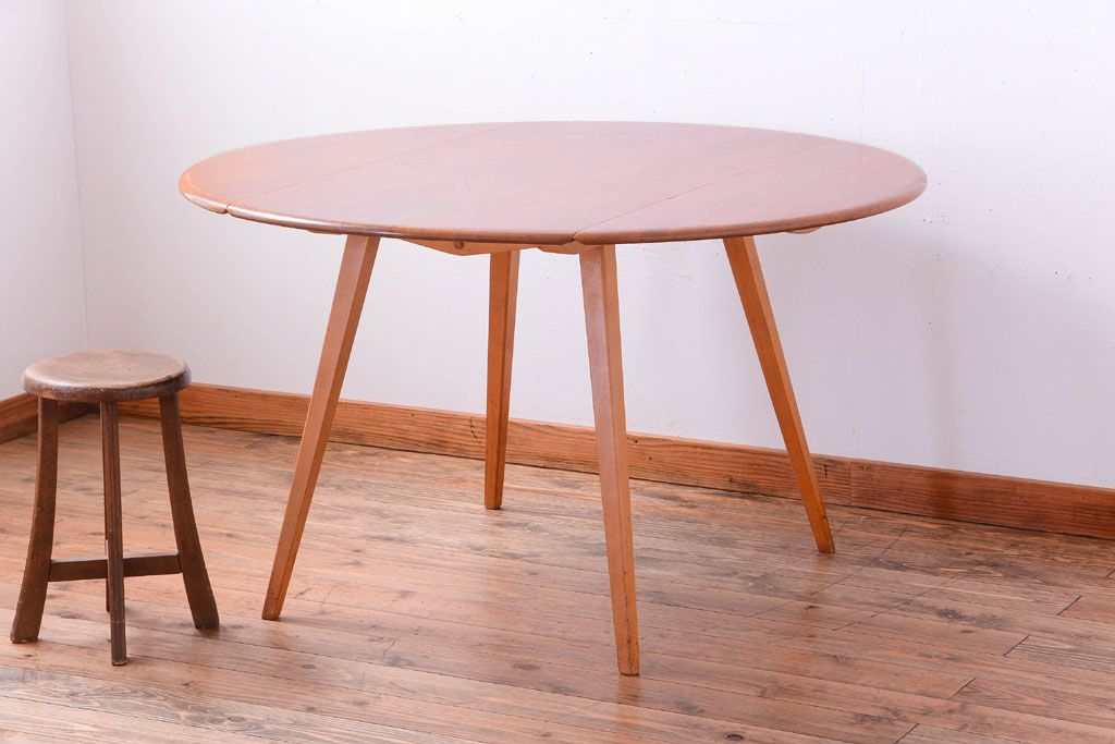 アンティーク家具　イギリスERCOL(アーコール)　ウィンザーシリーズ　ドロップリーフテーブル(バタフライテーブル)(3)
