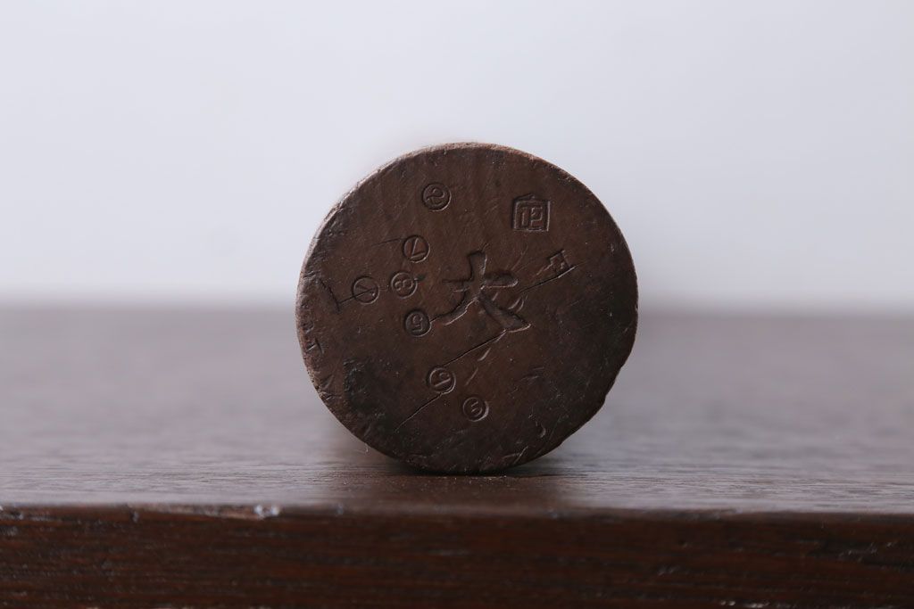 アンティーク雑貨　古民具・骨董　古い木製!アンティーク金具付きの一斗枡・斗棒セット